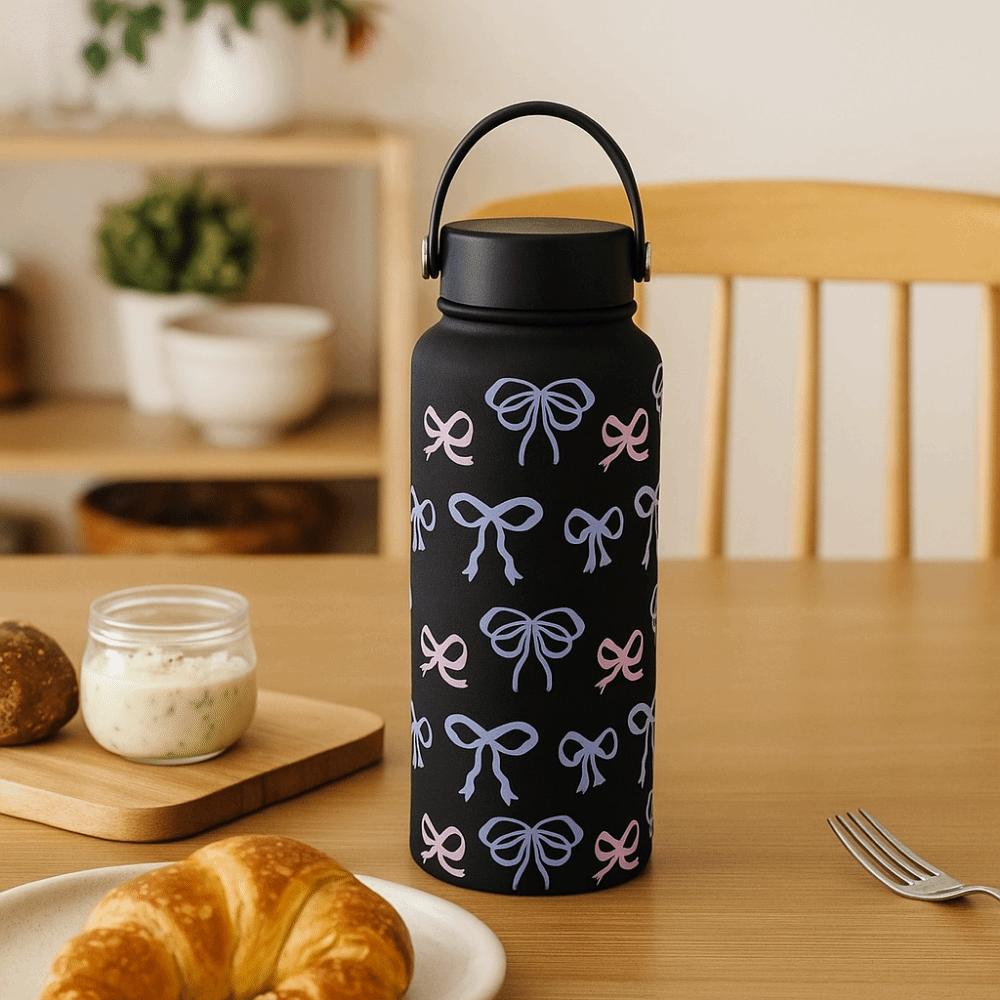 1L Insulated Water Bottle INS Floral Thermal Cup Gift Thermal Water Bottle Office