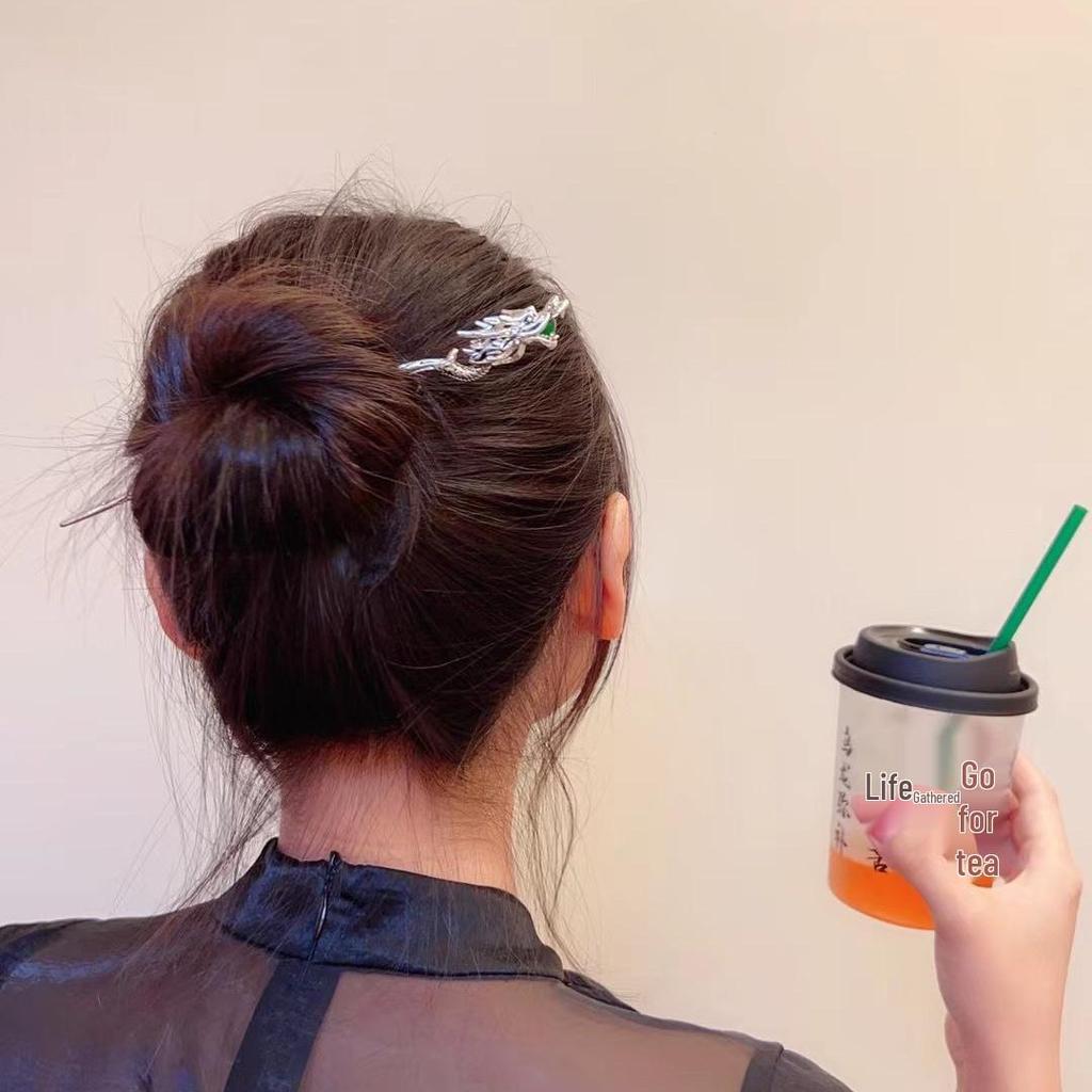 Luksusowa, pomyślna spinka do włosów smoka dla damskiego Hanfu i Qipao