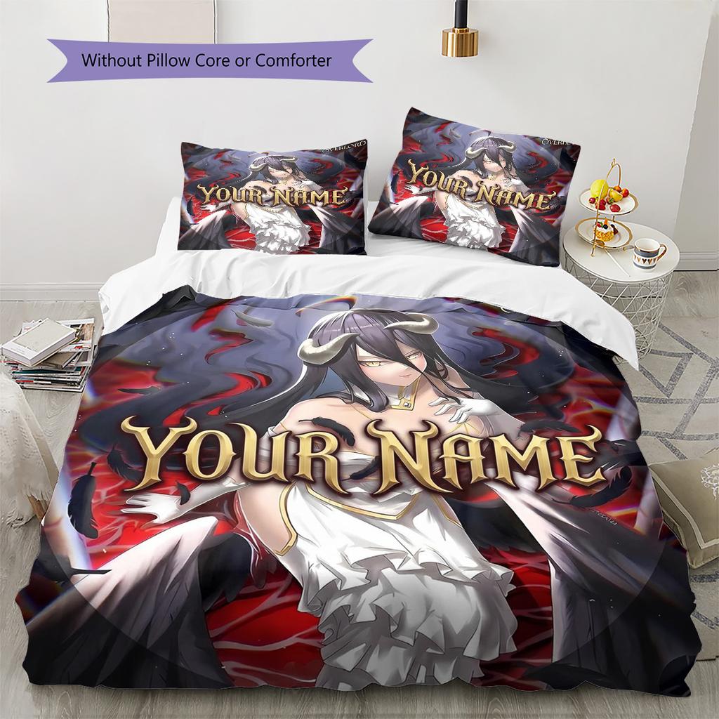Dark Angel Wings Custom Name Pattern Bedding Quilt Set Quilt Cover Pillowcase Home Birthday Gift(1 * duvet cover + 2 * pillowcase, without core)