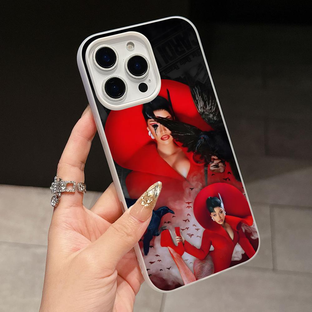 

Чехол для мобильного телефона Cardi B Jelly Double layer White для iPhone 17 16 15 14 13 12 11 Air Pro Max Plus Защитный iPhone 16 Pro