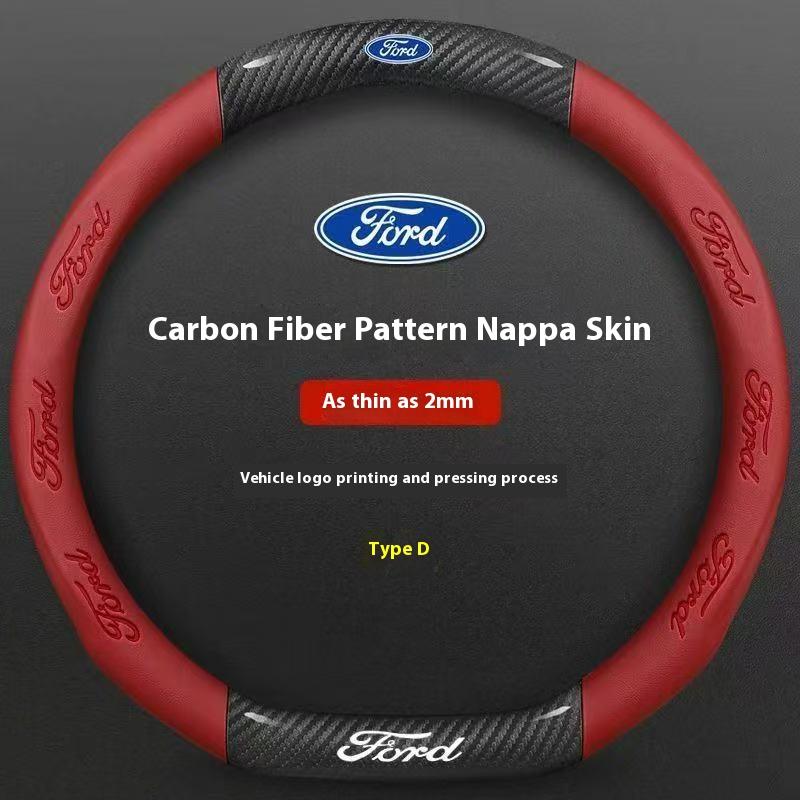 Car 3D Embossing Carbon Fiber Steering Wheel Cover Ford Mondeo F150 Fusion Mustang EXPLORER ESCAPE EDGE Fiesta Focus Kuga Ranger
