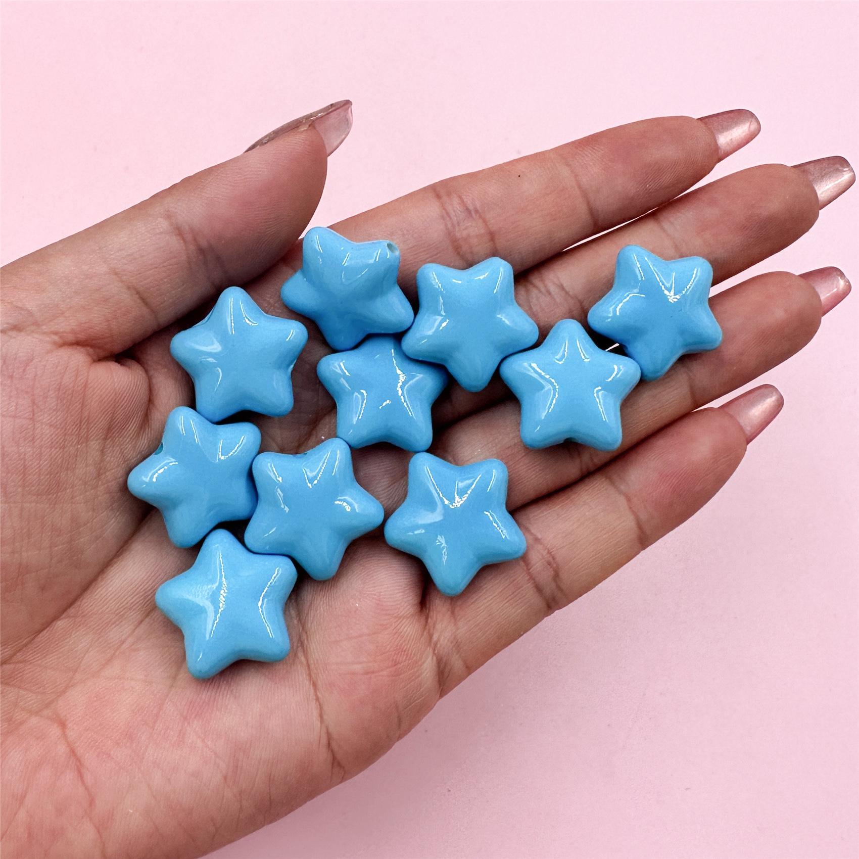 Ожерелье, серьги, 19 мм, трехмерные акриловые украшения, материалы из бисера, бусины с пятиконечной звездой, 10 шт. светло-синий