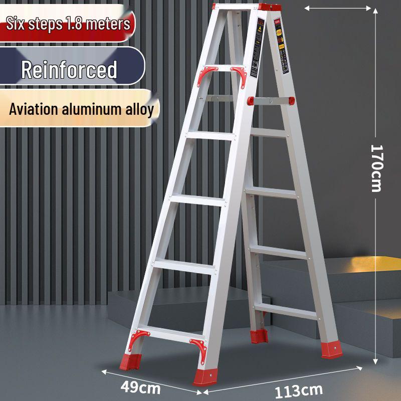 Double-Sided Aluminum Alloy Folding Step Ladder - Ladder Free Shipping, Widened & Thickened for Household or Attic Use
