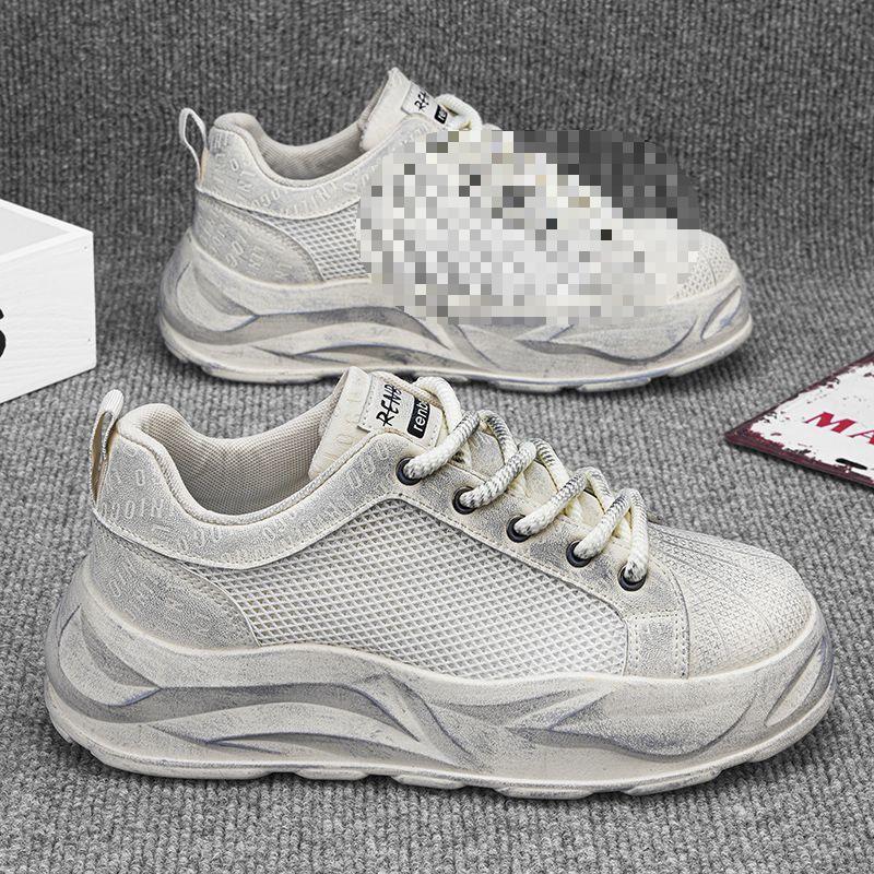 

Летняя мужская обувь новая дышащая сетчатая белая обувь модная универсальная платформа грязная обувь повседневная обувь для папы 44 абрикосовый