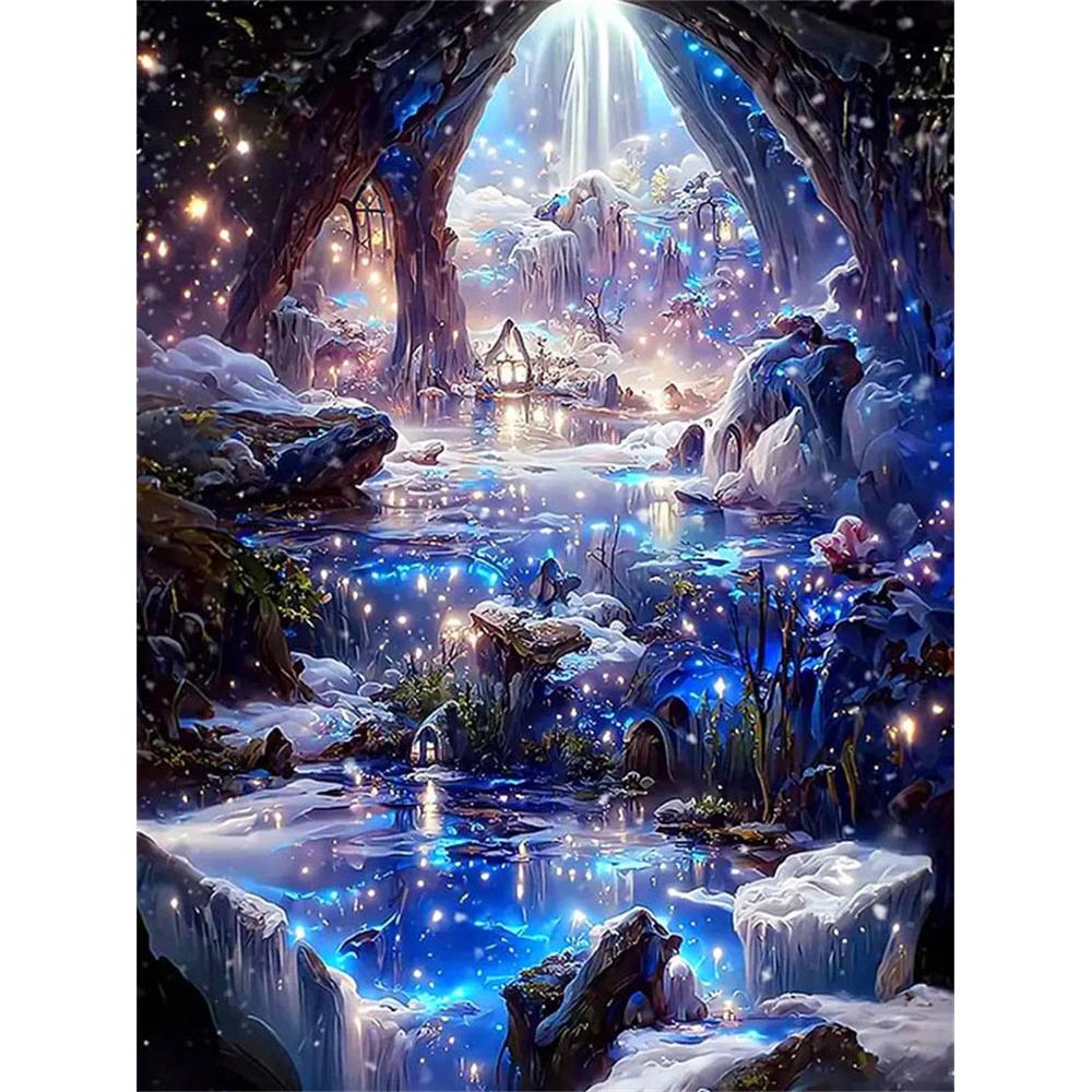 Full Diamond Painting Landscape Diamond Mosaic Waterfall Embroidery Tree Fantasy Wall Decor Craft Kit