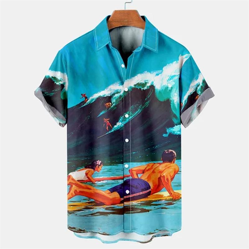 

Tropical Palm 3d Print Hawaiian Shirt For Men Summer Beach Street Short Sleeves Tops Harajuku Holiday Lapel Button Loose Blouse S