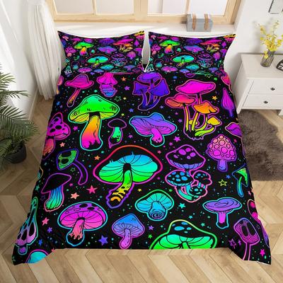 Psychedelic Mushroom Quilt Set Bedding Digital Printing Three-Piece Set For Bedroom Room Kit