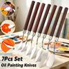 7Pcs Stainless Steel Palette Knife Set, Artist Oil Painting Spatula Scraper, Crafts Drawing Art Tools & Stationery Supplies