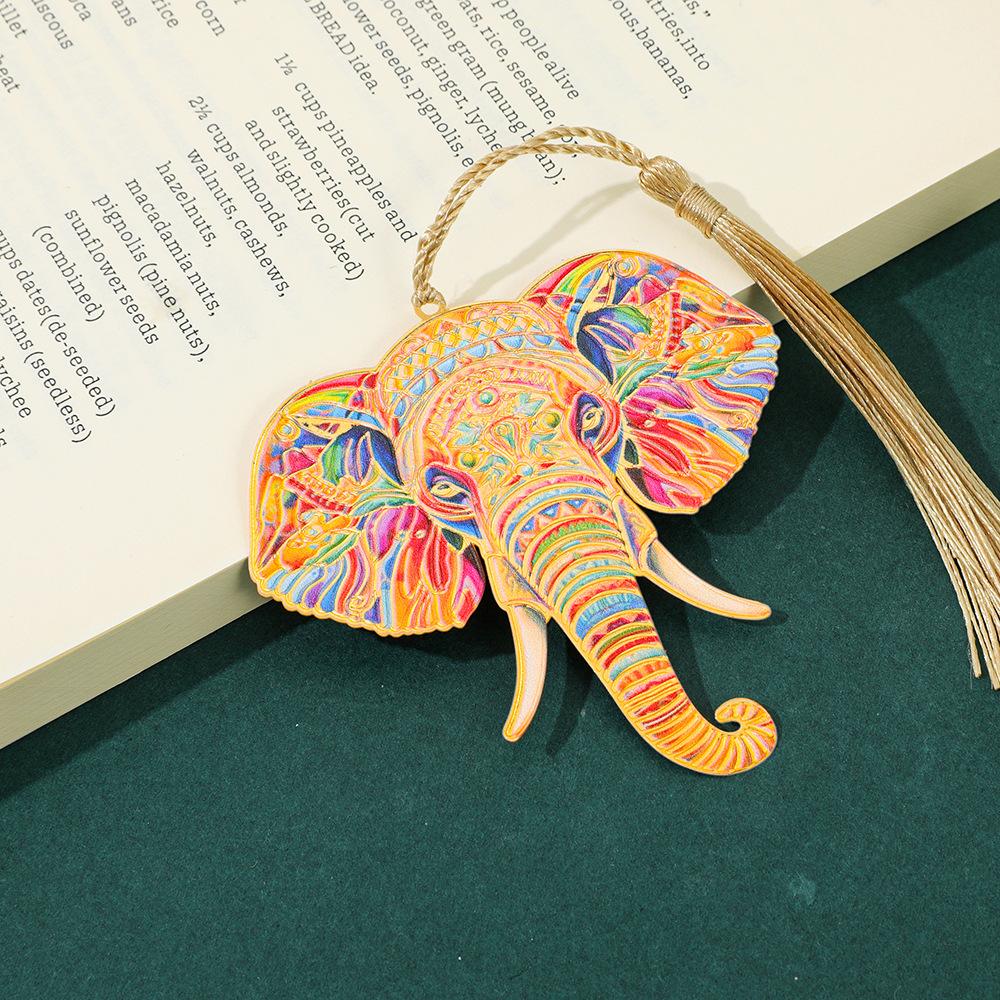 Metal Bookmark With Tassel Lightweight Creative Stationery Gift Elephant Metal Bookmark Bohemian Colorful Book Mark For Books