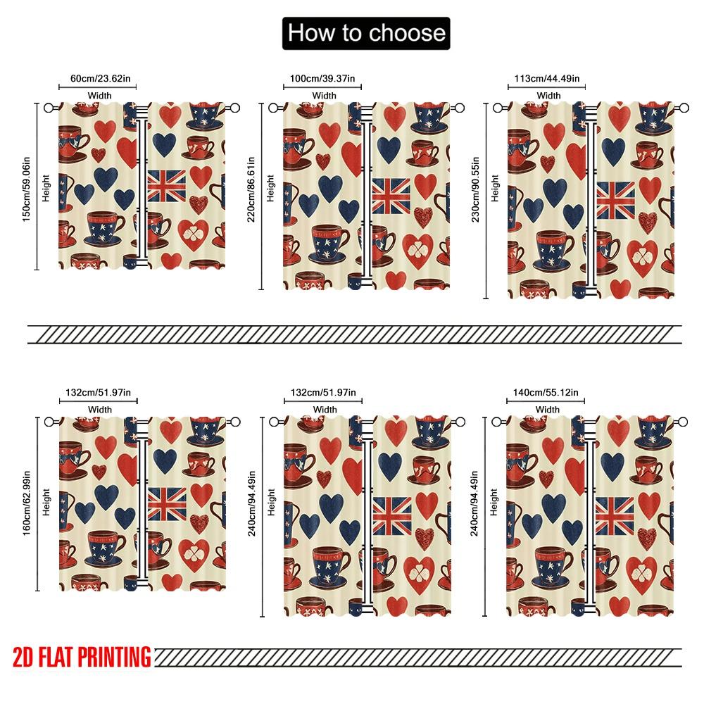 2 st, 2D tryckta Gardiner & Fönsterdekoration Hjärta & Union Mångsidigt Polyestertyg (utan spö) Utomhusdekorationer för