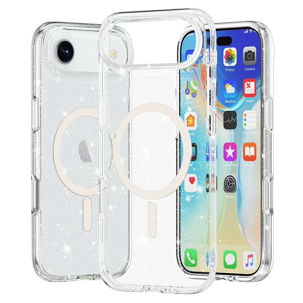 For iPhone 17 Air Case Compatible with MagSafe Glitter Powder PC+TPU Phone Cover