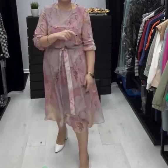 Elegant Ethnic Style Summer Dress for Middle-Aged Women