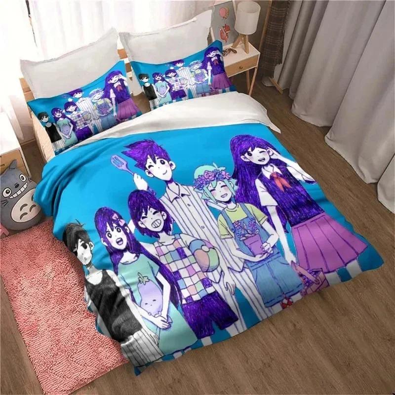 3D Printed Anime Omori Bedding Set All Seasons Double Duvet Cover Twin King Size Soft Home Textile