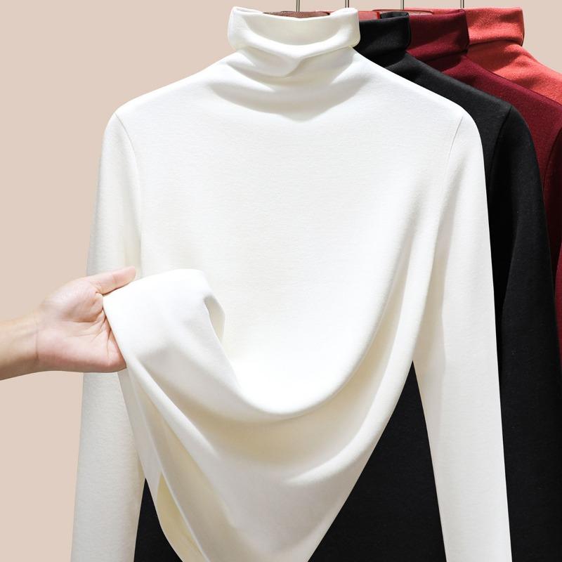 Wool Silk Turtleneck Bottoming Shirt Women's Autumn Clothes Thermal Underwear Heating Warm Velvet Inner Long-sleeved Top Winter