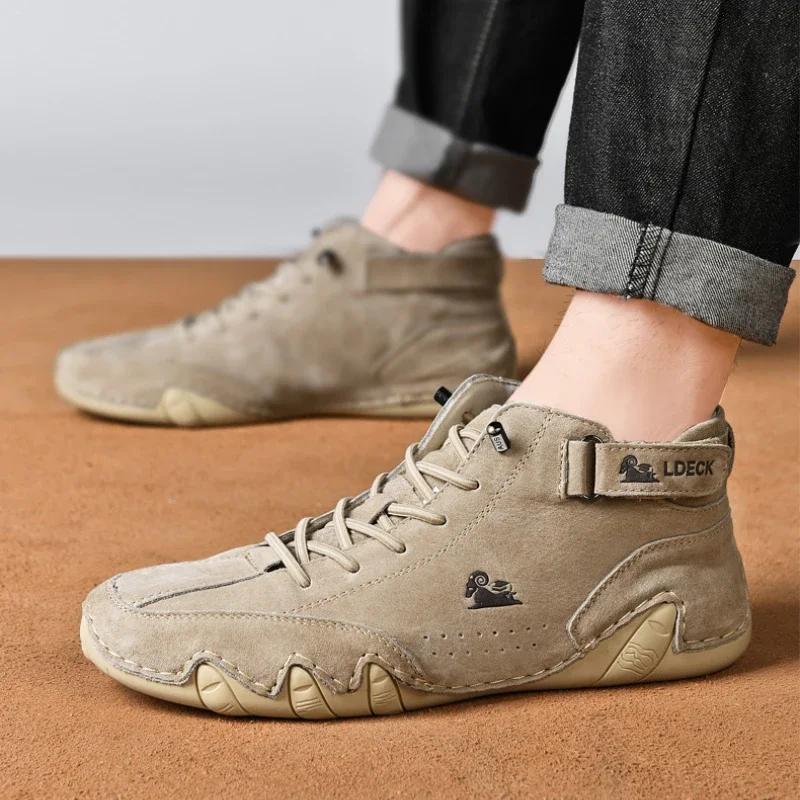 Men's Nude Boots Fashionable Stitching Lightweight Comfortable Soft Upper for Daily Wear Casual Street Style Walking Men Shoes