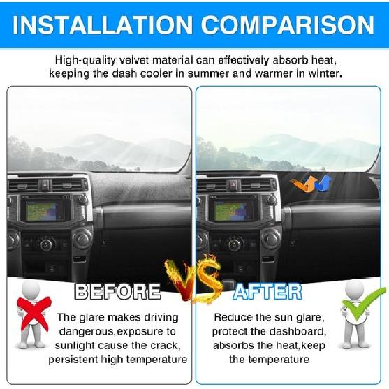 For Toyota 4Runner 2010 2011 2012 2013 2014-2024 Black Dash Mat Dashboard Cover