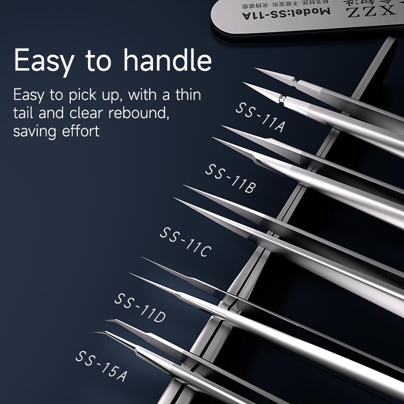 XZZ SS-11A/B/C/D/15A 3D STAINLESS STEEL TWEEZERS for Phone Maintenance Flying Wire Spot Welding Tweezer Tin IC Chip Forceps