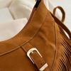 Korean Style Tassel Shoulder Bag Solid Color Underarm Packs Cute Suede Handbag  Outdoor