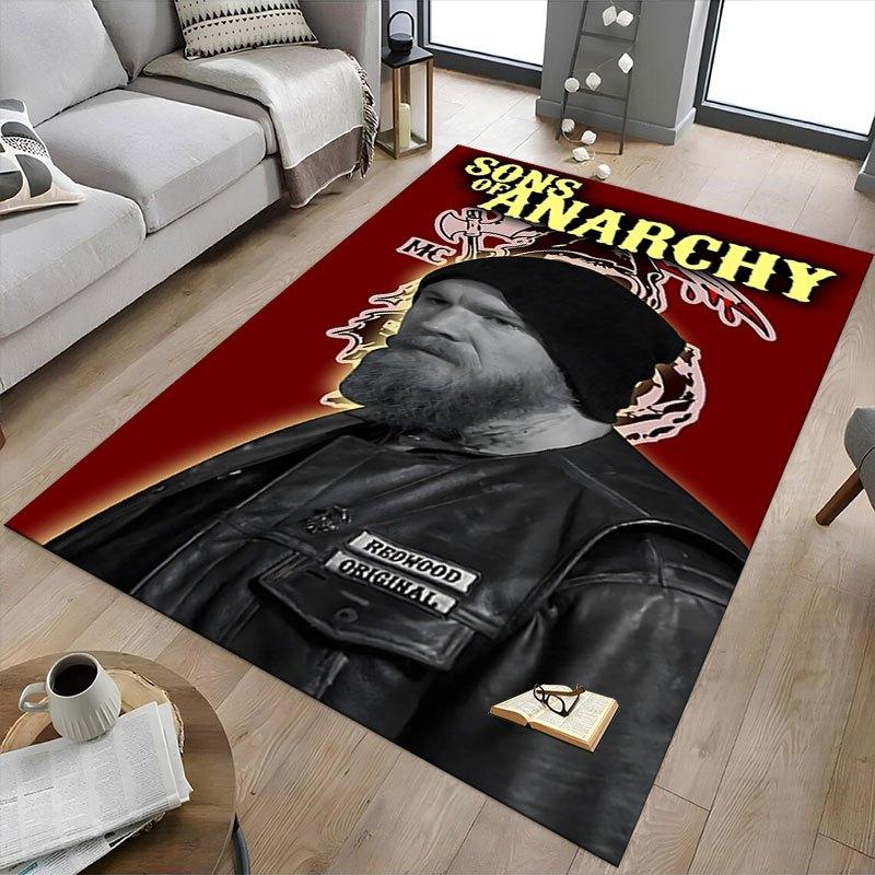 1pc Sons of Anarchy Themed Office Carpet Chair Mats - Durable Polyester Rug for Home Theater, Office, Dorm Room Decor - tA32