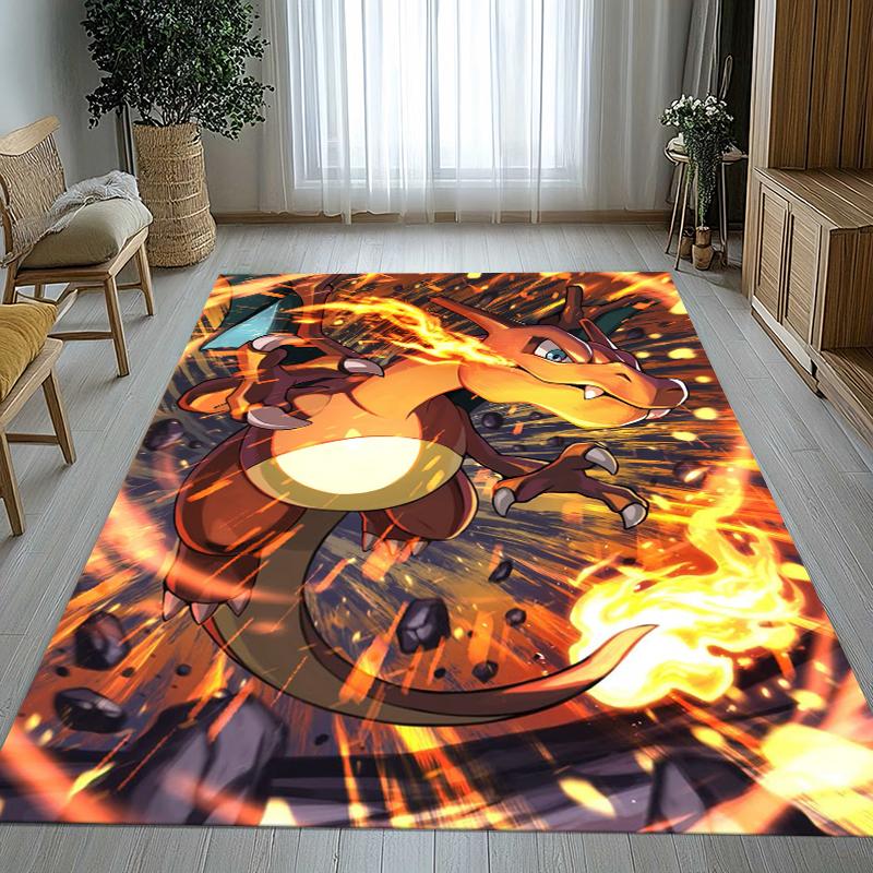 Charizard Charmander Pokemon Living Room Non-Slip Area Rug Soft Carpet for Bedroom Kids Playroom Sofa,Home Decor Doormat Gift