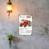 Cartoon Illustration of Tractor Pulling a Pumpkin Cart Vintage Metal Wall Sign Decor Poster Frames Garage Living Room
