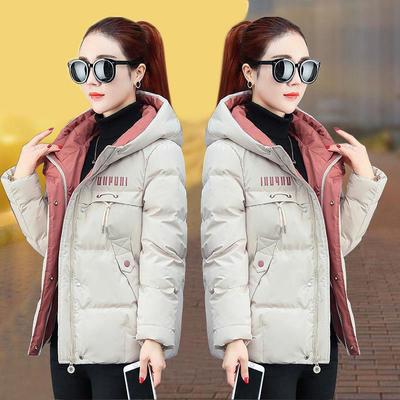 Veste d'hiver pour femme Décontractée à capuche Épaisse Rembourrée en coton duvet Veste pour femme Manteau court Slim Chaud Vêtement d'extérieur
