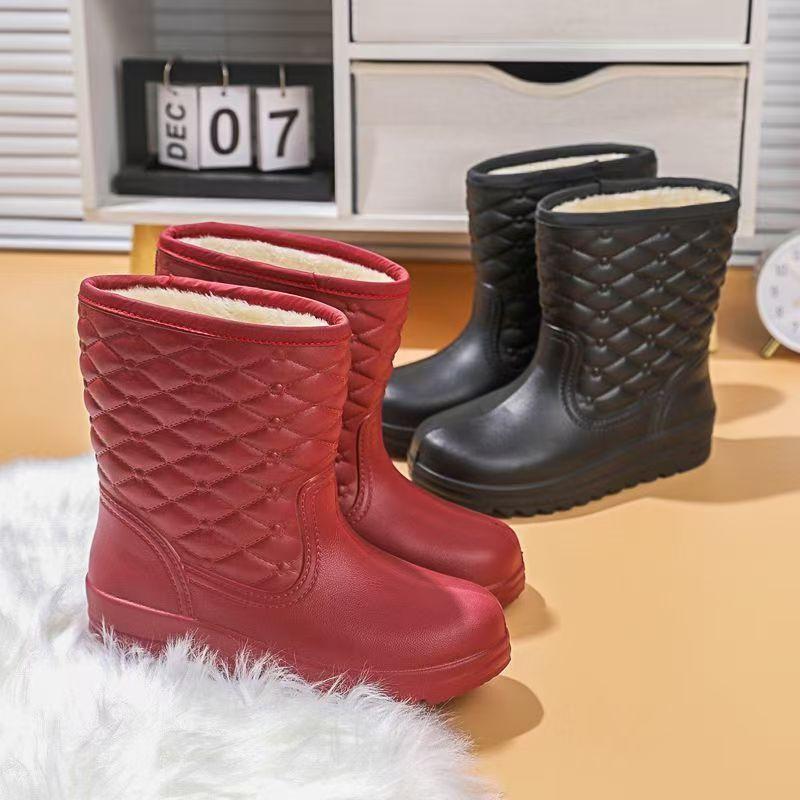 Winter Damen Leichte Samt Wasserdichte Und Anti-Ski Regenstiefel