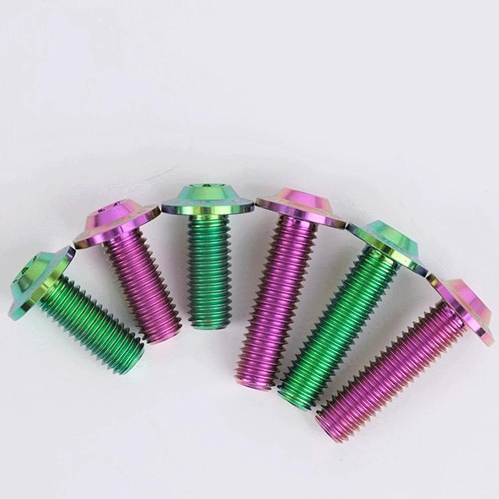 1 PC Colorful M4 X 8 10 12 14 16 18 20 25mm GR5 Titanium Alloy A3 Mushroom Head Flange Screw Bolt T20 Torx for  Motorcycle