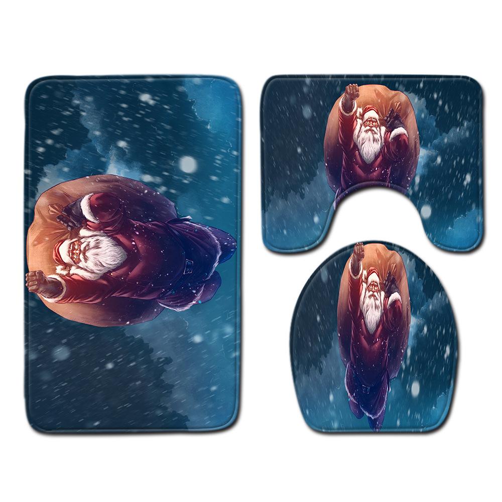 

Рождественский коврик для ванной, туалетный трехпредметный набор 45cmx75cm