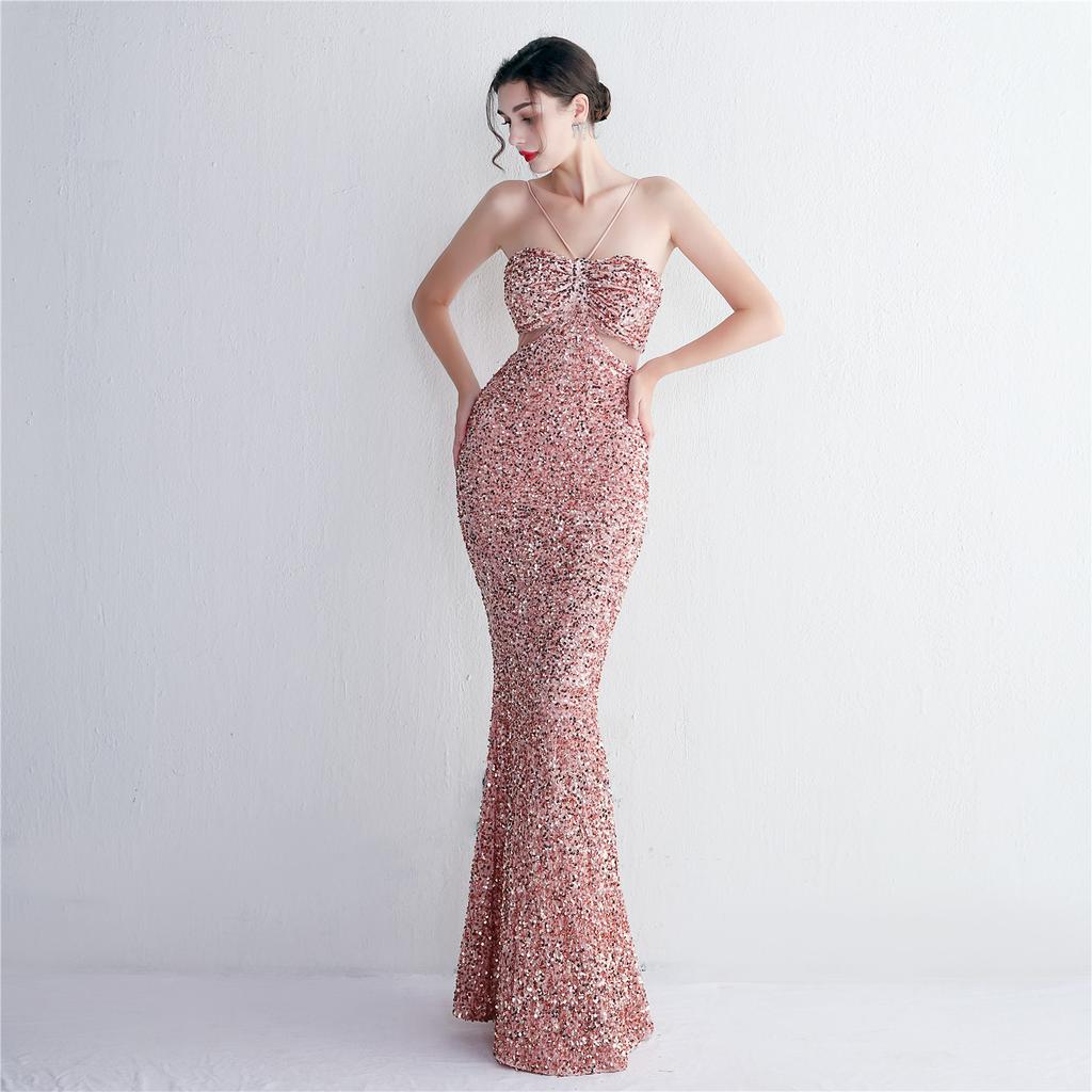 Vestido longo de lantejoulas para festa, vestido noturno para banquete, vestidos de noite