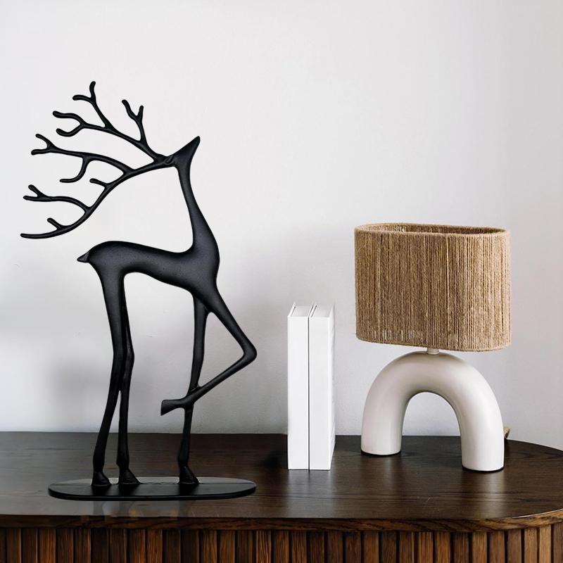 Reindeer Christmas Decor, Resin Reindeer Figurines, Modern Minimalist Xmas Sculpture, Elegant Indoor Holiday Decor