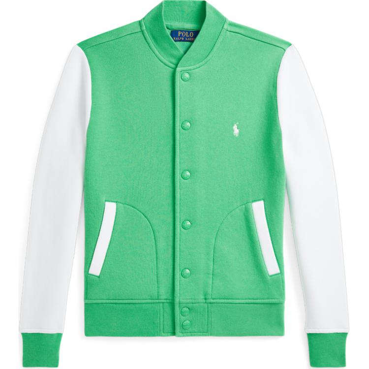 Polo Ralph Lauren Baseball Jacket Logo Embroidered Color Block Long Sleeve Kids Jackets Green CWPOOTWY6020370-300