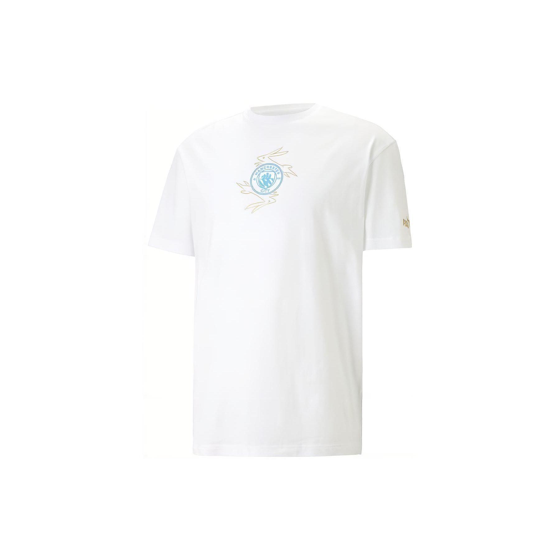 

Puma Manchester City Year Of The Rabbit Футболка с коротким рукавом и буквенным принтом, мужские топы, белые 772349-24 L