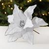 Large Poinsettia Glitter Flower 26cm Xmas Tree Decorations New Fake Flowers  Christmas Decoration