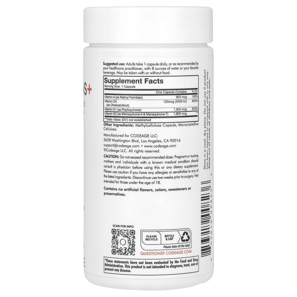 Vitamin A, D, K, 180 Capsules