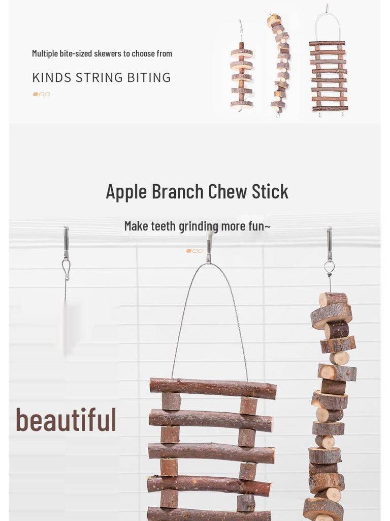Apple Branch Ladder Toy for Hamster Cages - Climb, Hide, Chew & Decorate