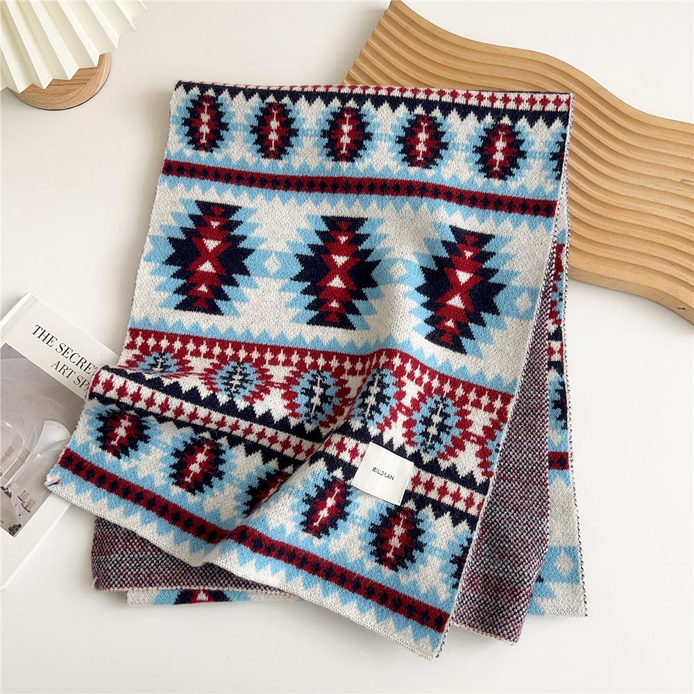 

Рождественский шарф женский ретро утолщенный теплый шарф для путешествий на свежем воздухе с вязаной длинной шалью 180cm