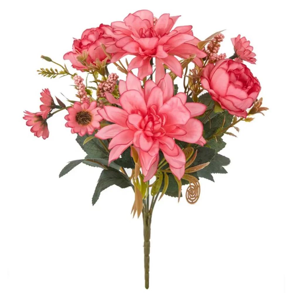Silk Dahlia Rose and Daisy Artificial Flowers for Home Wedding Party Decor DIY Floral Arrangements in Decorative Gift Boxes