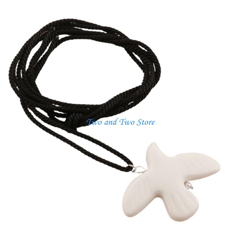 HX6F White Doves Necklace Women Jewelry Present Beads Necklace Perfect for Work School