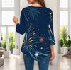 Womens Plus Size Loose Three Quarter Sleeve Blouse Pointed Hem Stylish Casual Top For Ladies Daily Outfit