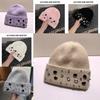 Girls Handcrafted Water Drill Wool Hat With Knit Design For Autumn Winter Kids Fashion