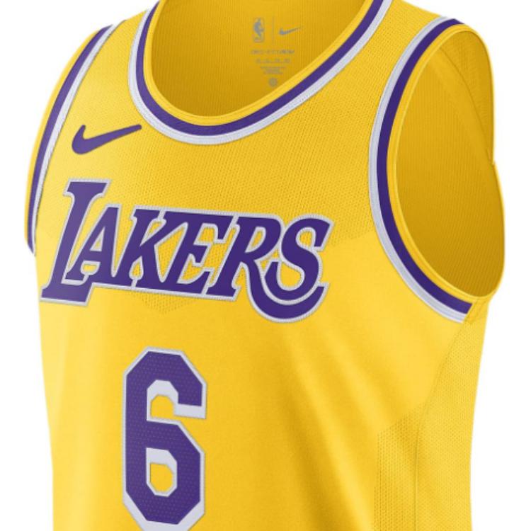 Nike Los Angeles Lakers Lebron James Away Edition Swingman Jersey Men Tops Yellow DM6028-728