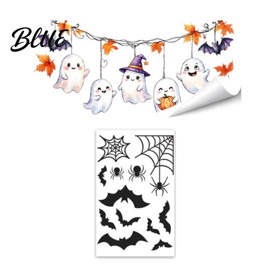 Festive Home Window Art Halloween Clings Pumpkins Skeletons Ghosts And Bats Print Decorative Reusable Seasonal Stickers Decals Electrostatic