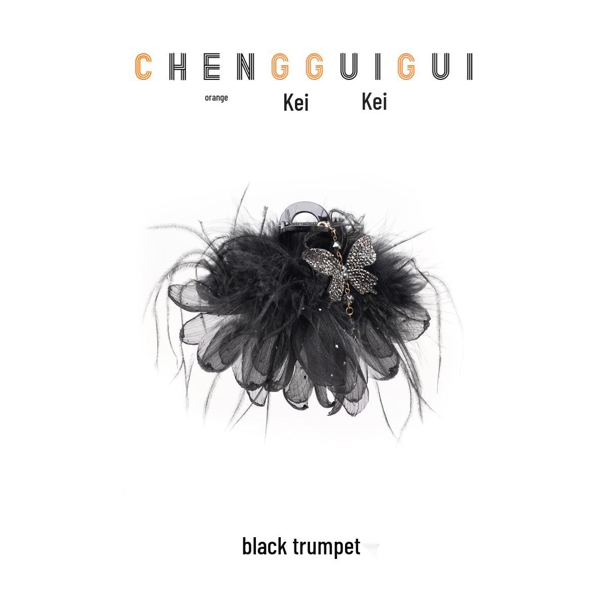 Зажим-акула ручной работы  Лепесток пера : Универсальный роскошный аксессуар для волос