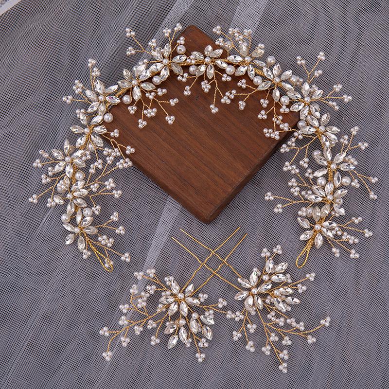 

Elegant Bridal Pearl Rhinestone Headband & Hairpin Set for Weddings & Evenings