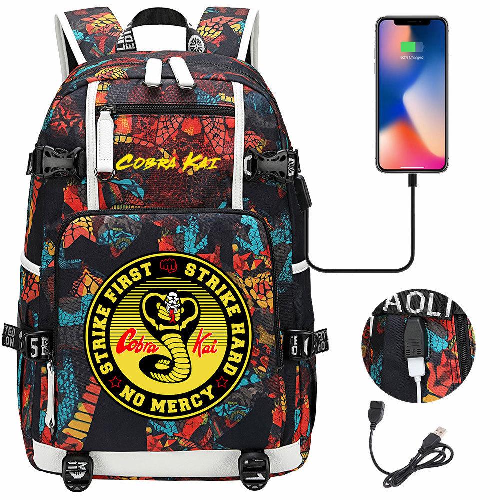 American Drama Cobra Print USB Teen Student Schoolbag Men and Women Leisure Large Capacity Travel Backpack