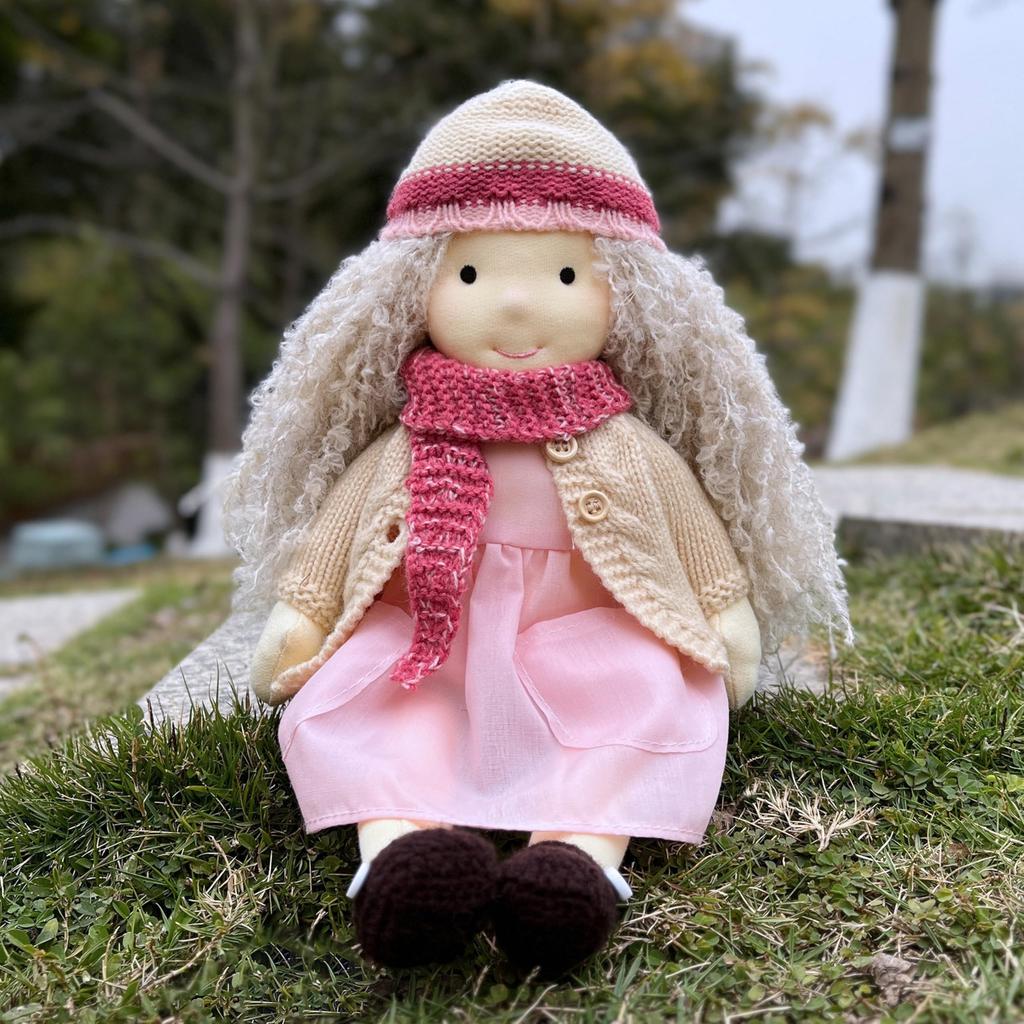 BlissfulPixie Waldorf Handmade Abigail Cute Plush Girl Perfect for Kids Doll, Doll, 30cm, Soft, Doll,