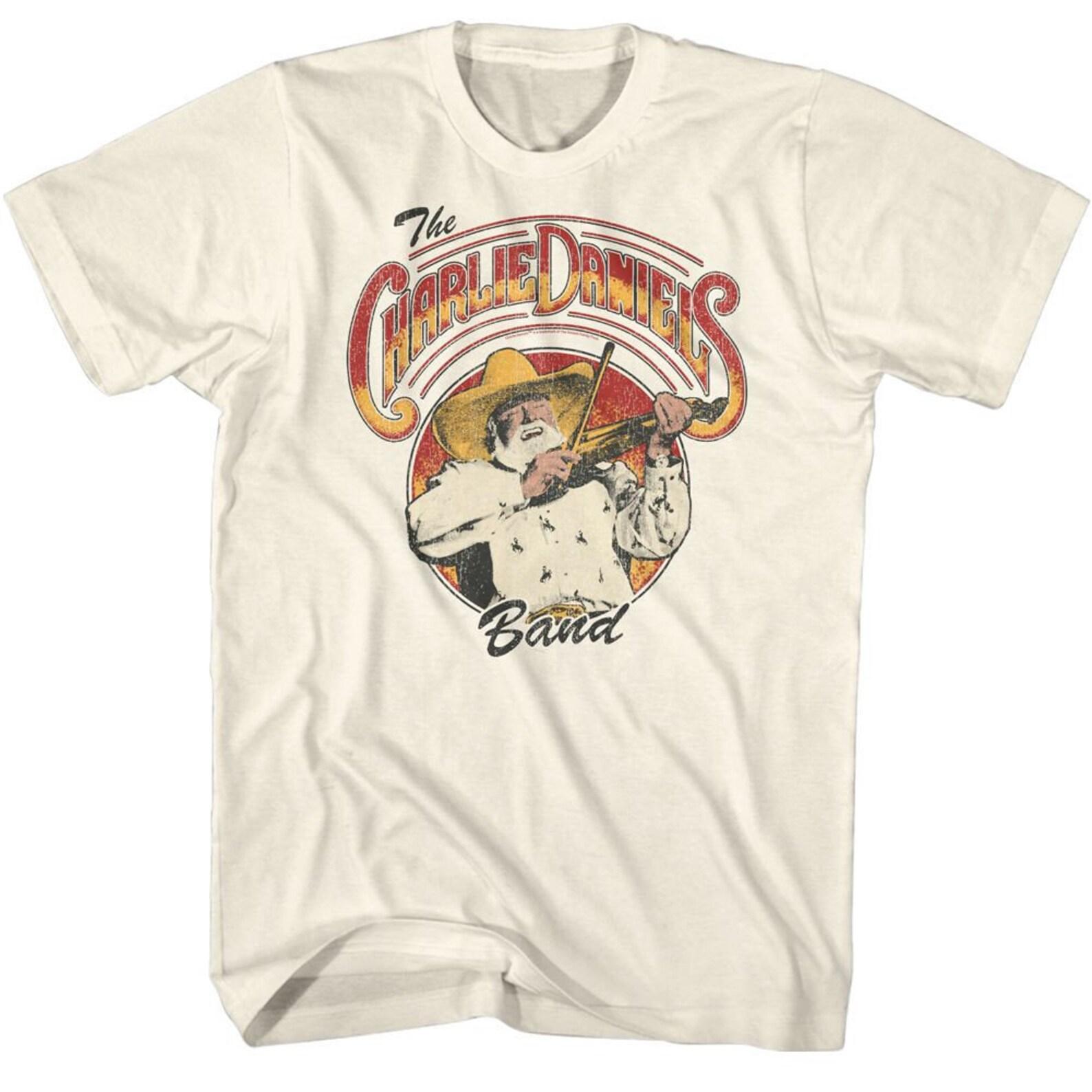 Charlie Daniels Band Logo and Fiddlin 2 Natural T-Shirt L