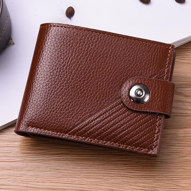 

Embossed Men s Leather Wallet with Magnetic Buckle, Coin Purse, Card Holder, and Money Clip