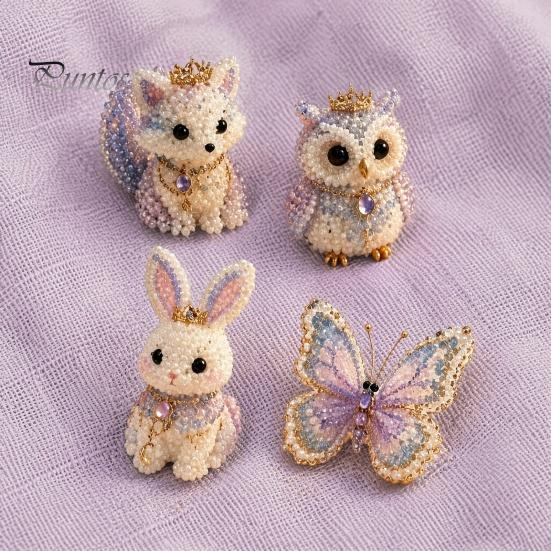 Animal Beadwork Kit 1 Set 3D Beaded DIY Kit, Beading Art Crafts with Handmade Instructions, Insect Bird Fairy for Kids Adults Beginners Decoration